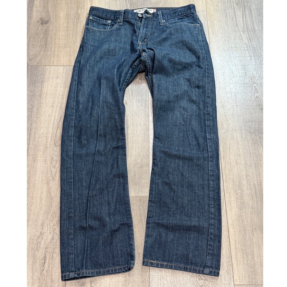 Y2K Levis Mens 32x30 514 Slim Straight Jeans Mens Dark Wash Indigo Denim Pants
